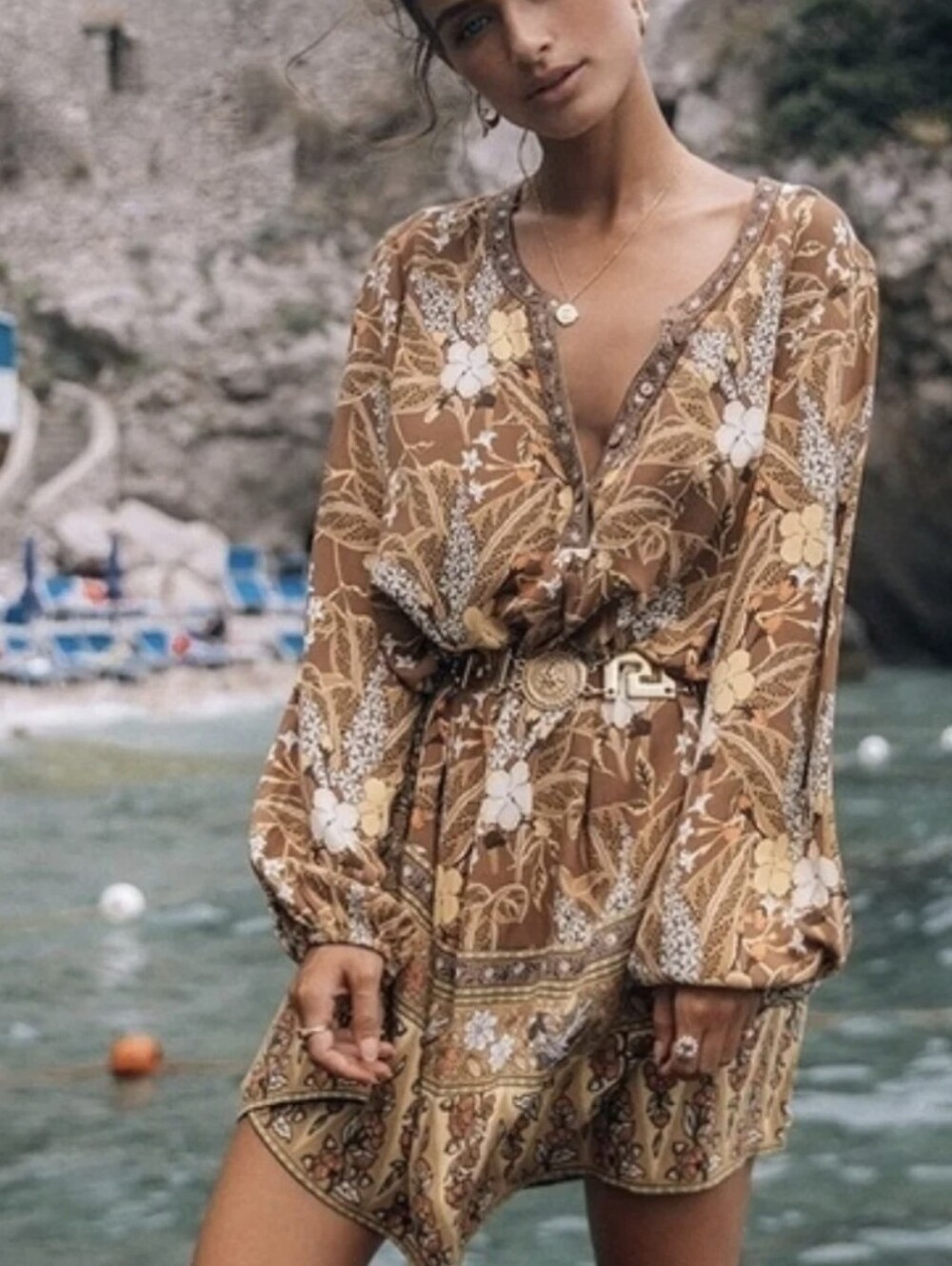 SPELL Spell & the Gypsy Collective Bianca Long Sleeve Floral Tunic Dress, XS - Picture 2 of 15